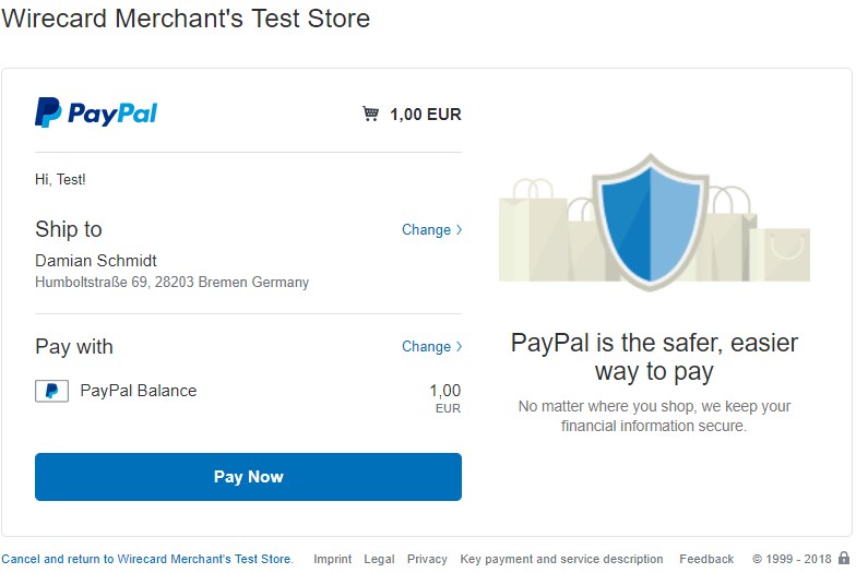Merchant’s Test Store Screenshot