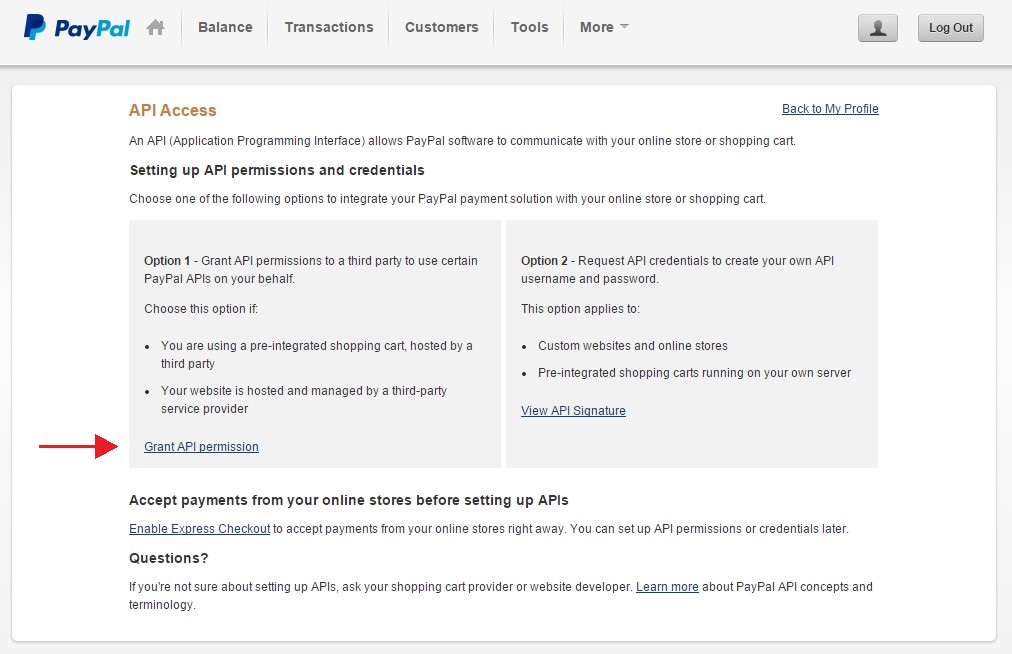 Paypal 3rdparty APIaccess